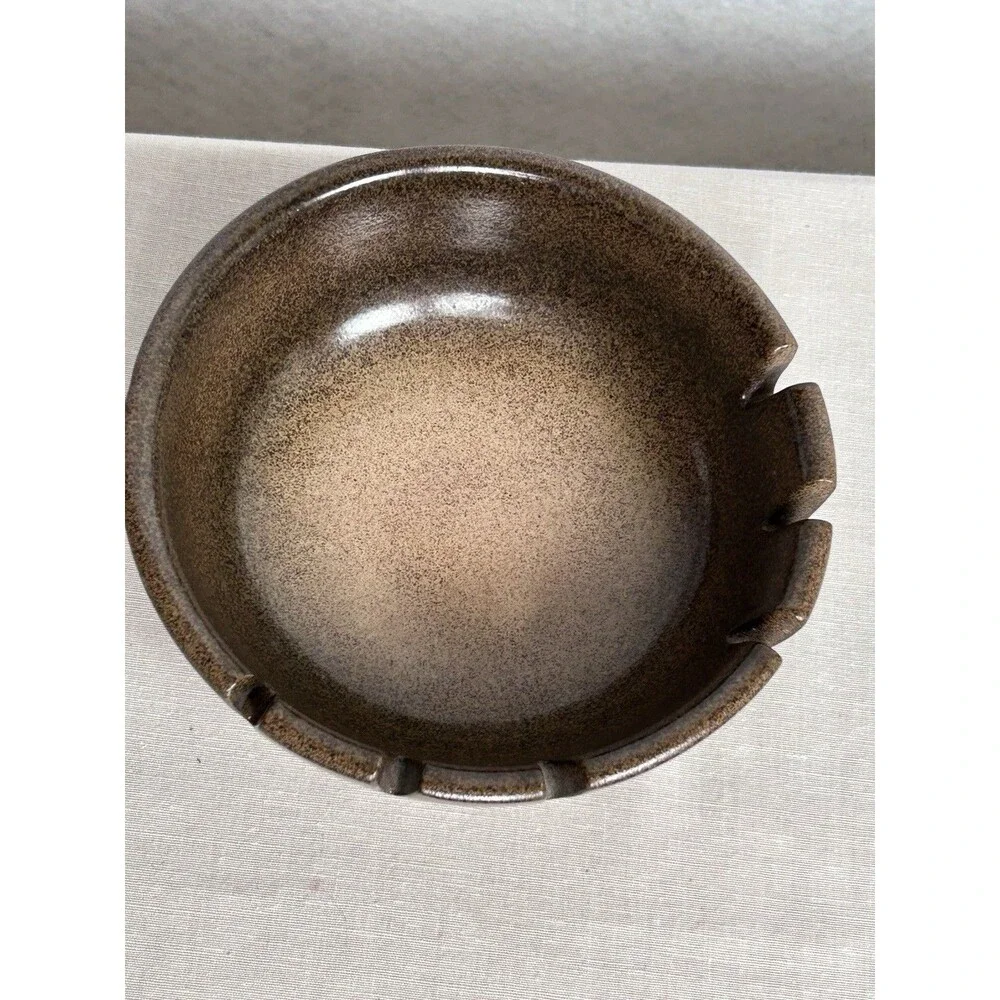 Heath speckled brown & tan 6 slot ashtray 6 1/2 x 2 in MCM Made in Sausalito CA